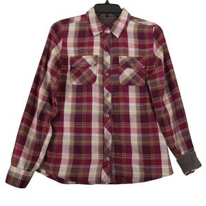 Marmot Plaid Flannel Shirt Women XS Berry Button Down Outdoor Hiking